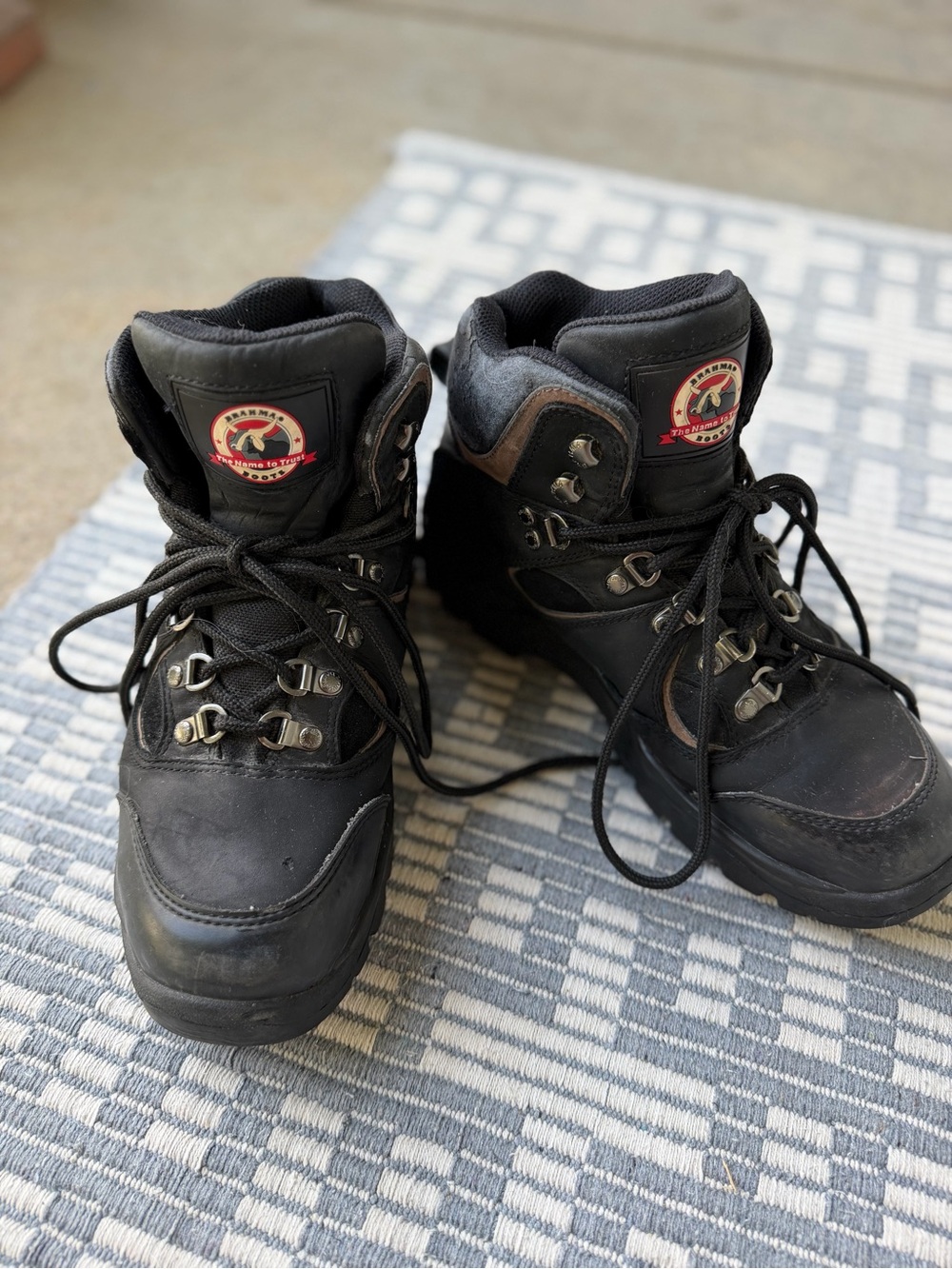 Steel Toe Brahma Black Mens Lace-Up Hiking Boots Size 7.5